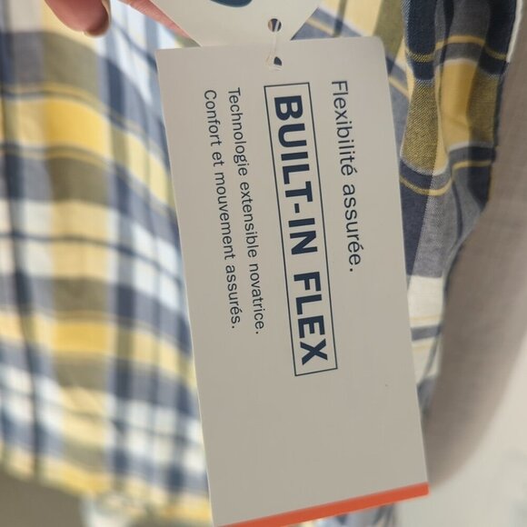 Old Navy Men's Yellow Blue Plaid Shirt Short Sleeve Summer - Slim Fit Size M NWT - Picture 5 of 5